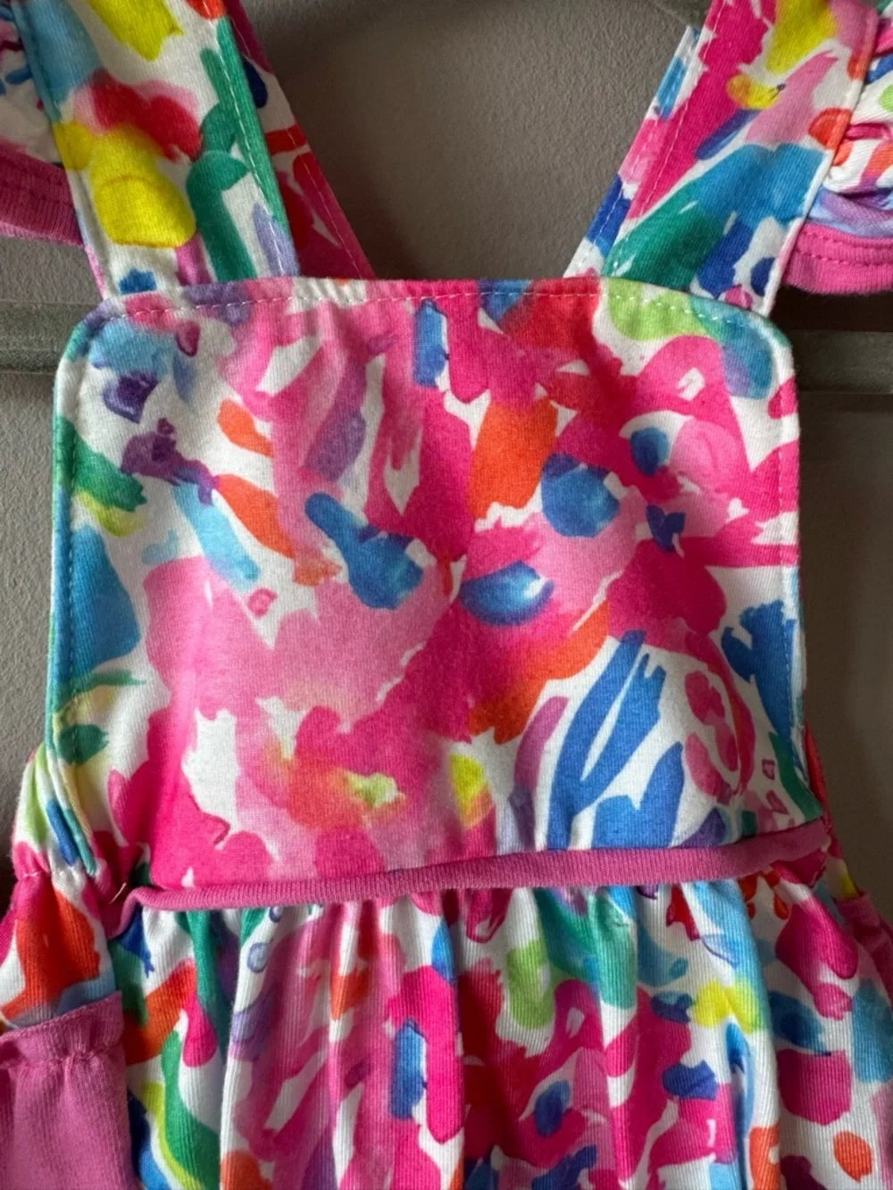 Abby‎ & Evie Baby Boutique Bright Watercolor Print Ruffle Bubble Romper 3 Months